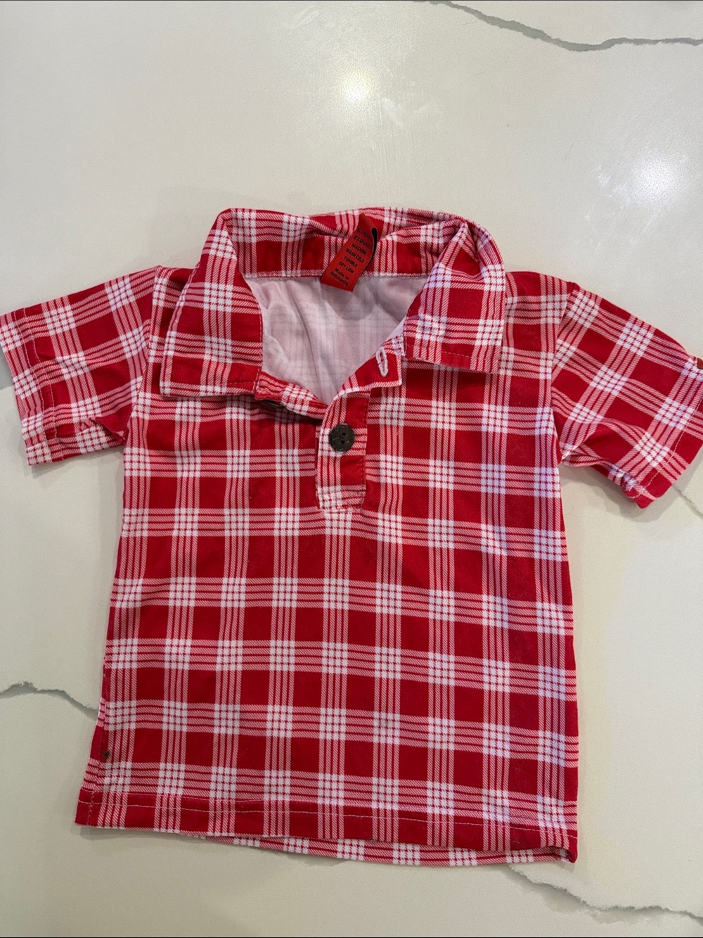 Kids Red Palaka Polo Shirt